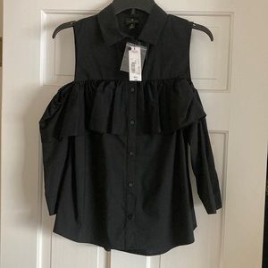 Collared button down cold shoulder top - NWT!